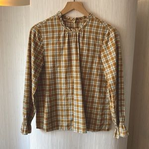 DOEN Plaid Ruffle Sleeve Blouse *Sample*